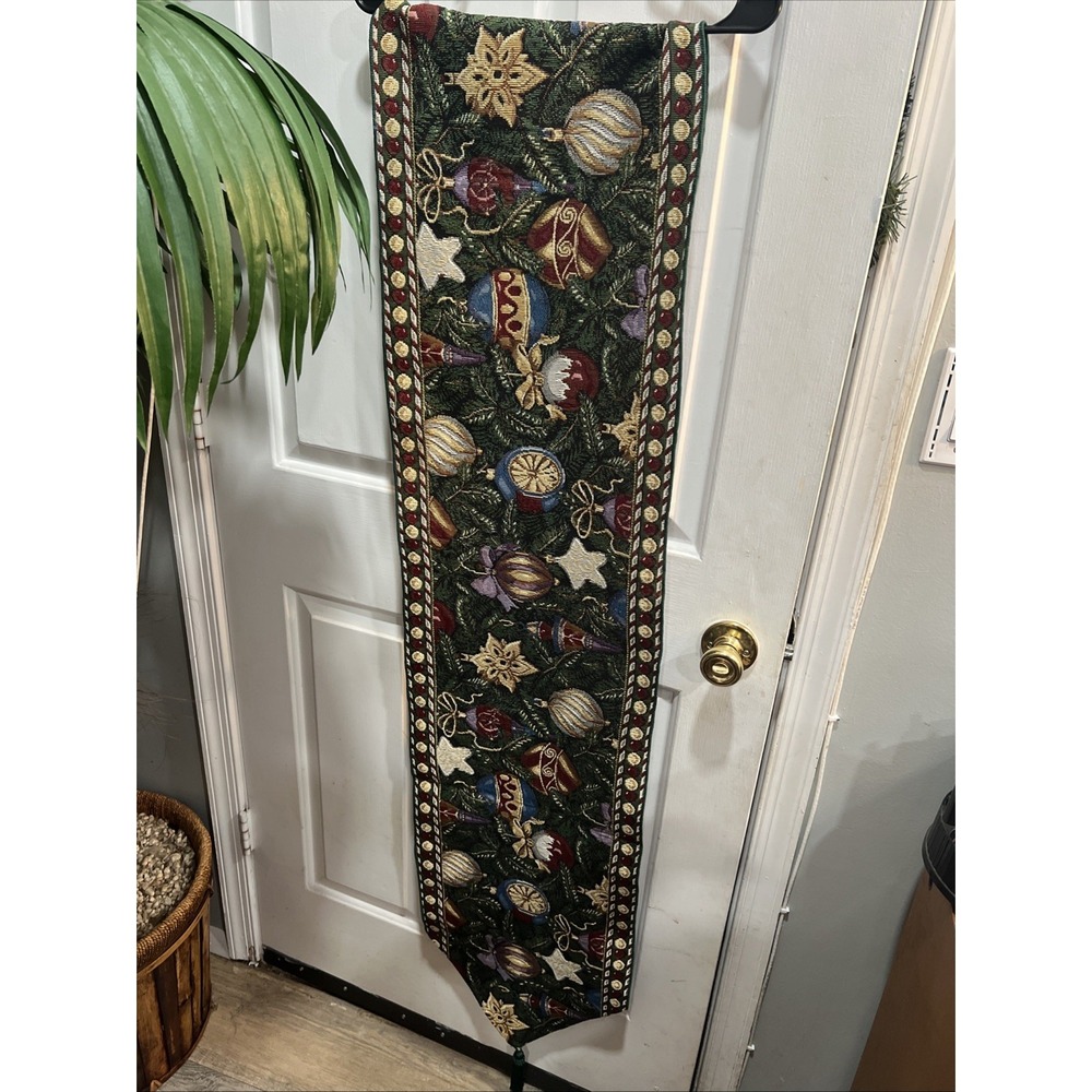 Tapestry Christmas Holiday Table Runner 65 Inches Beautiful Christmas Vintage505